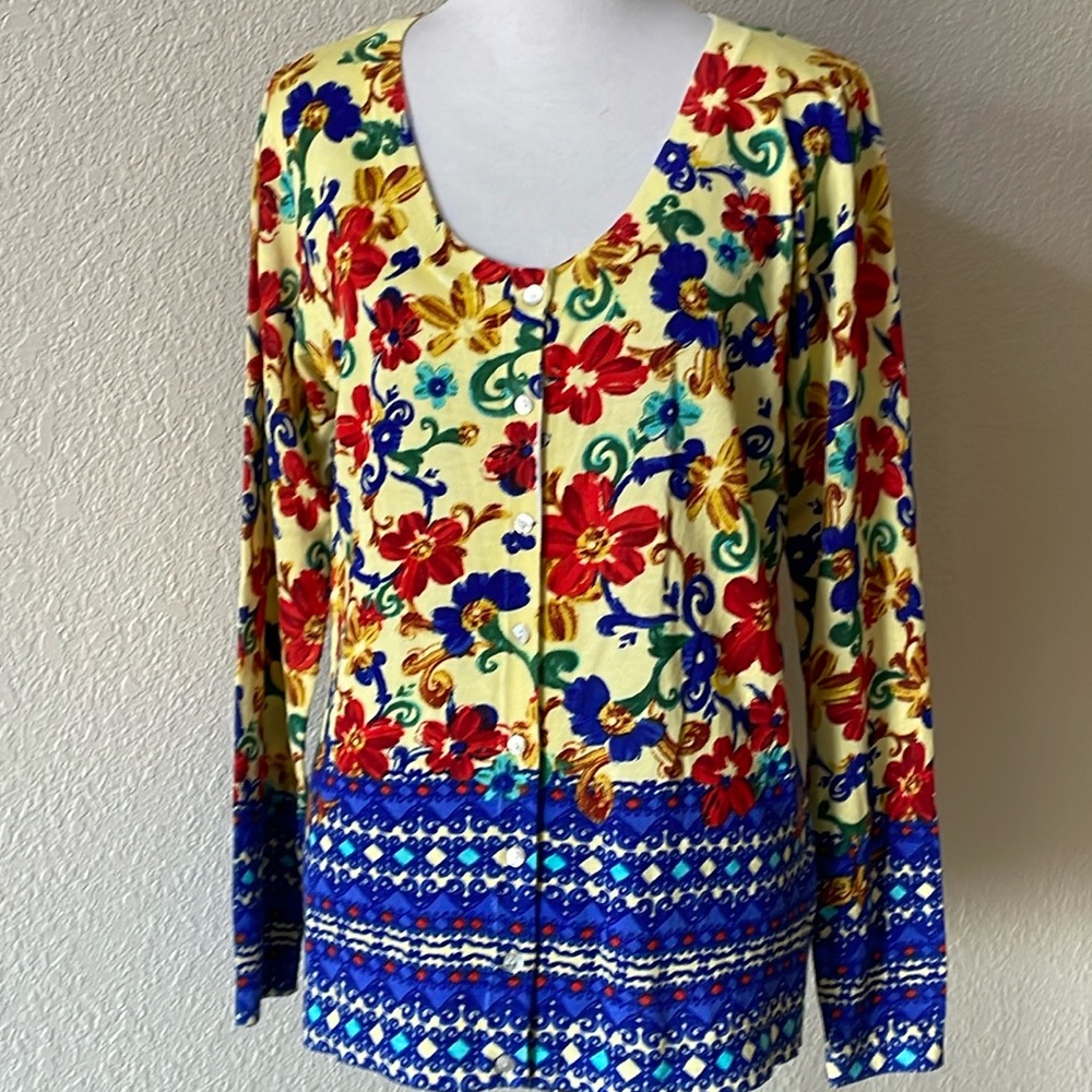 Boston Proper floral cardigan button down sweater new without a tag Sz L